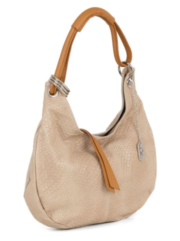Anna Morellini Leren schoudertas "Concetta" beige - (B)38 x (H)34 x (D)10 cm
