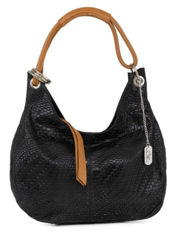 Anna Morellini Leren schoudertas "Concetta" zwart - (B)38 x (H)34 x (D)10 cm