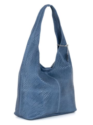 Anna Morellini Leder-Schultertasche "Palladia" in Blau - (B)38 x (H)30 x (T)2 cm