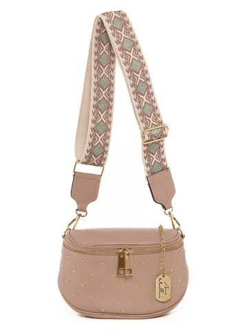 Anna Morellini Leder-Umhängetasche "Domenica" in Rosa - (B)19 x (H)15 x (T)8 cm