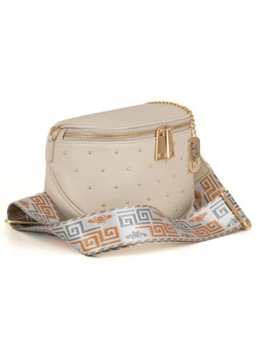 Anna Morellini Leder-Umhängetasche "Domenica" in Beige - (B)19 x (H)15 x (T)8 cm
