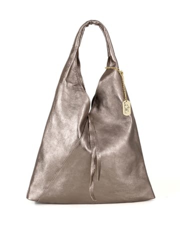 Anna Morellini Skórzana torebka "Elvia " w kolorze szarym - 40 x 31 x 2 cm