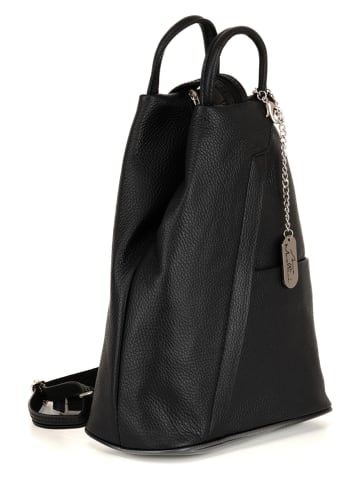Anna Morellini Leren rugzak "Renata" zwart - (B)24,5 x (H)30 x (D)7 cm