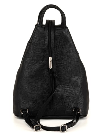 Anna Morellini Leder-Rucksack "Renata" in Schwarz - (B)24,5 x (H)30 x (T)7 cm