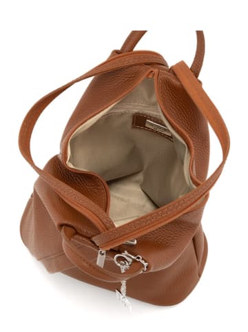 Anna Morellini Leder-Rucksack "Renata" in Cognac - (B)24,5 x (H)30 x (T)7 cm