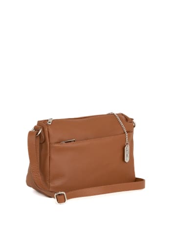 Anna Morellini Leder-Umhängetasche "Orlanda" in Camel - (B)29 x (H)23 x (T)12 cm