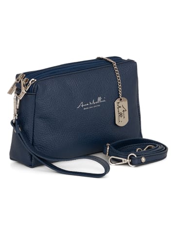 Anna Morellini Leder-Umhängetasche "Idalia" in Dunkelblau - (B)24 x (H)16 x (T)9 cm