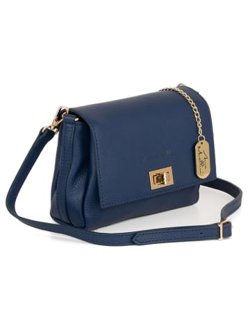 Anna Morellini Leren schoudertas "Matalia" donkerblauw - (B)22 x (H)17 x (D)9 cm