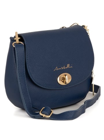 Anna Morellini Leder-Umhängetasche "Iseppa" in Dunkelblau - (B)24 x (H)21 x (T)9 cm