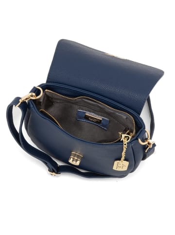 Anna Morellini Leder-Umhängetasche "Iseppa" in Dunkelblau - (B)24 x (H)21 x (T)9 cm