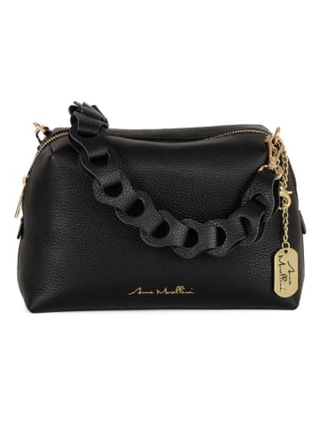 Anna Morellini Leren schoudertas "Gessica" zwart - (B)27 x (H)20 x (D)12 cm