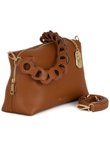 Anna Morellini Leren schoudertas "Gessica" lichtbruin - (B)27 x (H)20 x (D)12 cm