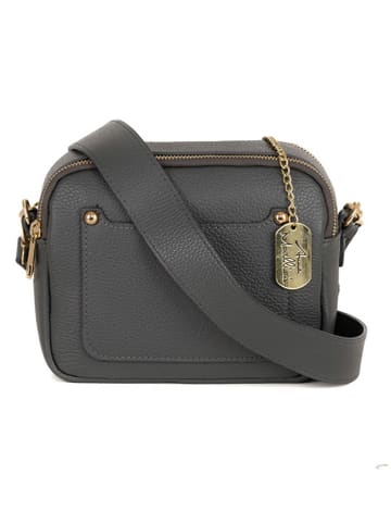 Anna Morellini Leder-Umhängetasche "Aldina" in Anthrazit - (B)22 x (H)18 x (T)11 cm