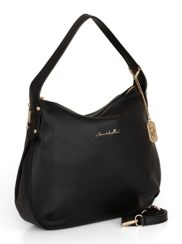 Anna Morellini Leren schoudertas "Armina" zwart - (B)35 x (H)31 x (D)7 cm