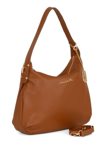Anna Morellini Leren schoudertas "Armina" lichtbruin - (B)35 x (H)31 x (D)7 cm