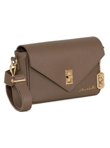 Anna Morellini Leder-Umhängetasche "Terina" in Taupe - (B)24 x (H)16 x (T)6,5 cm