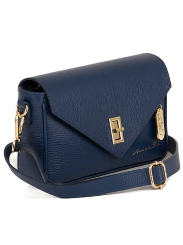 Anna Morellini Leder-Umhängetasche "Terina" in Dunkelblau - (B)24 x (H)16 x (T)6,5 cm