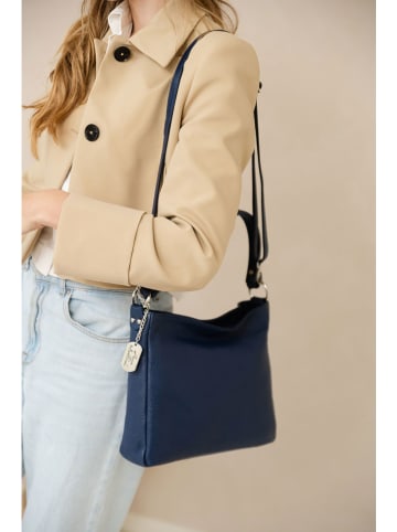 Anna Morellini Leren schoudertas "Paolina" donkerblauw - (B)28 x (H)24 x (D)8 cm