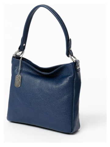 Anna Morellini Leder-Schultertasche "Paolina" in Dunkelblau - (B)28 x (H)24 x (T)8 cm