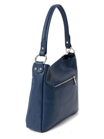 Anna Morellini Leder-Schultertasche "Paolina" in Dunkelblau - (B)28 x (H)24 x (T)8 cm