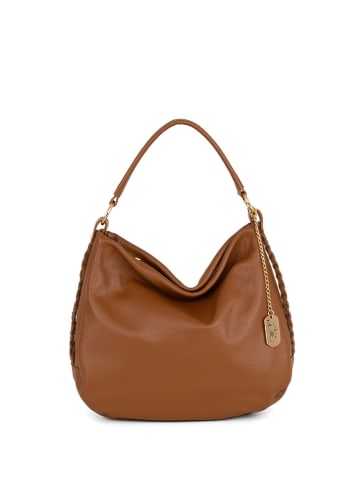 Anna Morellini Leren handtas "Sylvana" lichtbruin - (B)33 x (H)30 x (D)11 cm