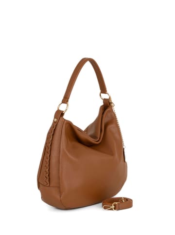 Anna Morellini Leren handtas "Sylvana" lichtbruin - (B)33 x (H)30 x (D)11 cm
