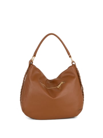 Anna Morellini Leren handtas "Sylvana" lichtbruin - (B)33 x (H)30 x (D)11 cm