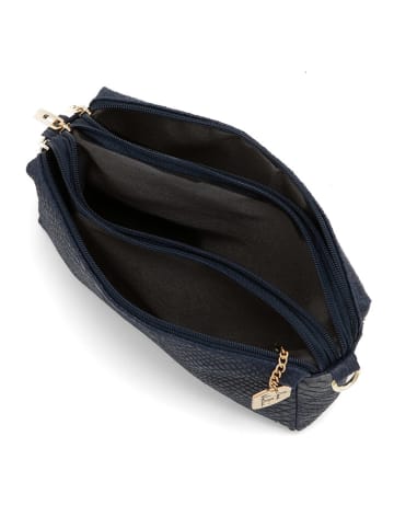Anna Morellini Leder-Umhängetasche "Luigina" in Dunkelblau - (B)25 x (H)16 x (T)7 cm