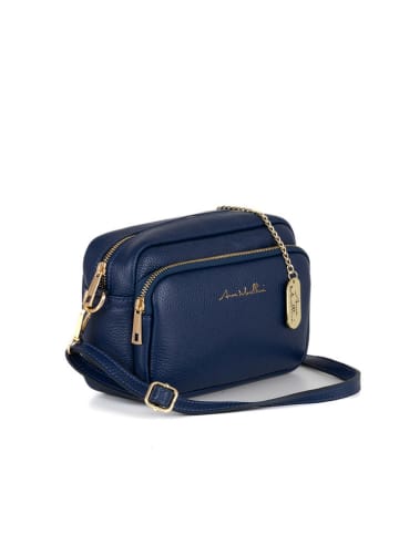 Anna Morellini Leren schoudertas "Tabita" donkerblauw - (B)22 x (H)15 x (D)10 cm