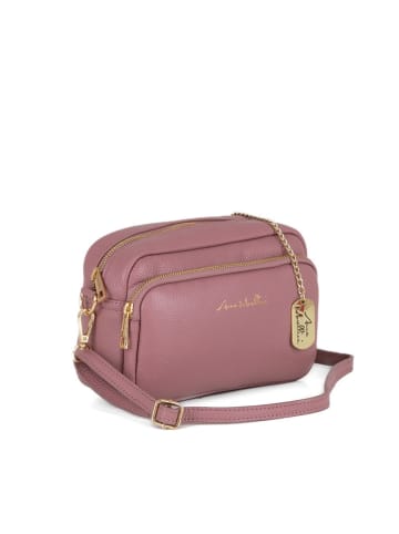 Anna Morellini Leder-Umhängetasche "Tabita" in Altrosa - (B)22 x (H)15 x (T)10 cm