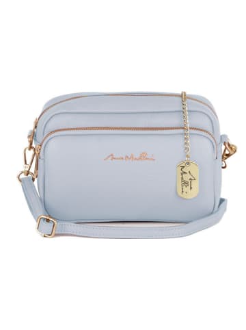 Anna Morellini Leder-Umhängetasche "Tabita" in Hellblau - (B)22 x (H)15 x (T)10 cm