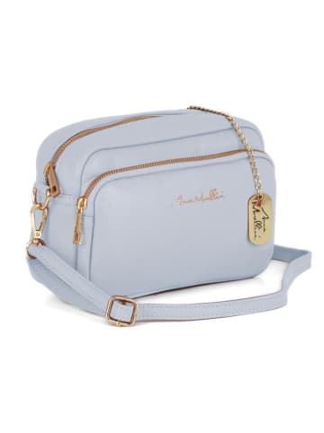 Anna Morellini Leren schoudertas "Tabita" lichtblauw - (B)22 x (H)15 x (D)10 cm