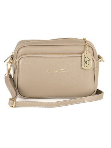 Anna Morellini Leder-Umhängetasche "Tabita" in Beige - (B)22 x (H)15 x (T)10 cm