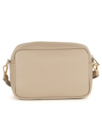 Anna Morellini Leder-Umhängetasche "Tabita" in Beige - (B)22 x (H)15 x (T)10 cm