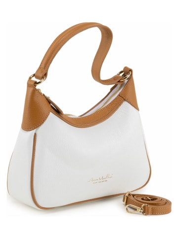 Anna Morellini Skórzana torebka "Sabbatina" w kolorze biało-karmelowym - 30 x 20 x 12 cm