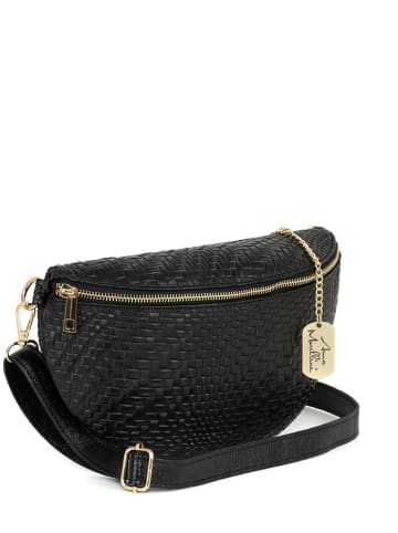 Anna Morellini Leren heuptas "Rufina" zwart - (B)30 x (H)18 x (D)9 cm