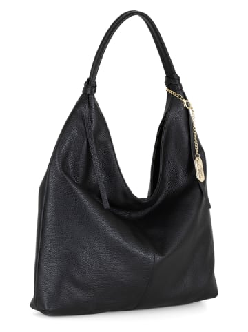 Anna Morellini Leder-Schultertasche "Samuela" in Schwarz - (B)38 x (H)30 x (T)10 cm