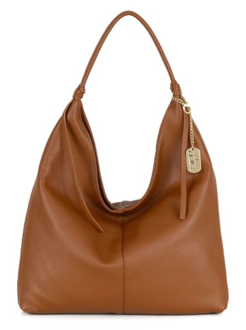 Anna Morellini Leder-Schultertasche "Samuela" in Camel - (B)38 x (H)30 x (T)10 cm