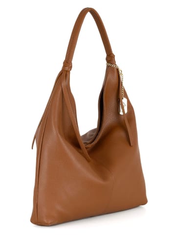Anna Morellini Leren schoudertas "Samuela" camel - (B)38 x (H)30 x (D)10 cm