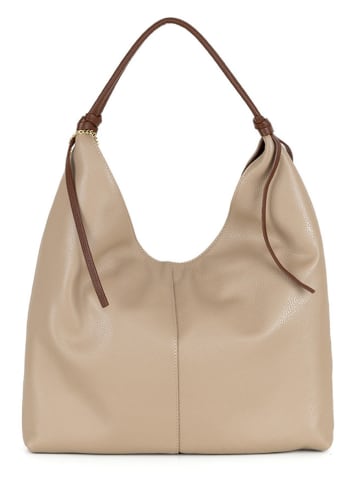 Anna Morellini Leder-Schultertasche "Samuela" in Beige - (B)38 x (H)30 x (T)10 cm
