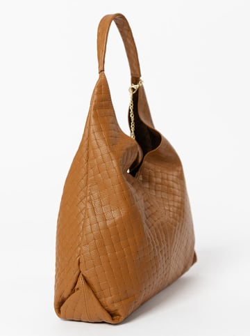 Anna Morellini Leren schoudertas "Nicolina" lichtbruin - (B)41 x (H)42 x (D)11 cm