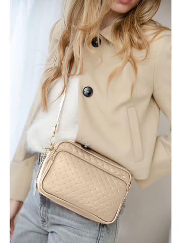 Anna Morellini Leder-Umhängetasche "Colomba" in Beige - (B)22 x (H)15 x (T)10 cm