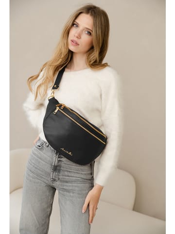 Anna Morellini Leder-Gürteltasche "Lorenza" in Schwarz - (B)36 x (H)22 x (T)12 cm