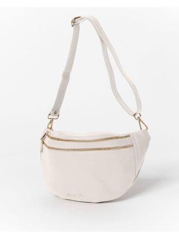 Anna Morellini Leren borstbuidel "Lorenza" crème - (B)36 x (H)22,5 x (D)12 cm