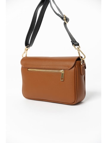 Anna Morellini Leder-Schultertasche "Stefanetta" in Cognac - (B)24 x (H)16 x (T)6,5 cm