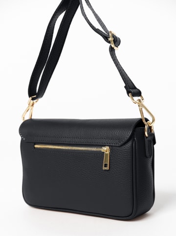 Anna Morellini Leder-Schultertasche "Stefanetta" in Schwarz - (B)24 x (H)16 x (T)6,5 cm
