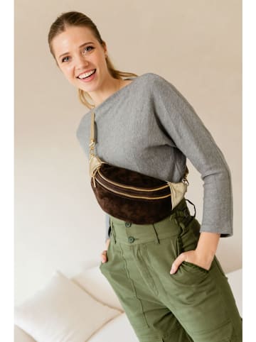 Anna Morellini Leder-Gürteltasche "Carola" in Braun/ Gold - (B)32 x (H)16 x (T)9,5 cm