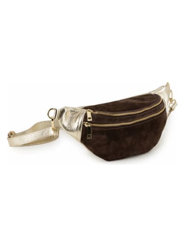Anna Morellini Leder-Gürteltasche "Carola" in Braun/ Gold - (B)32 x (H)16 x (T)9,5 cm