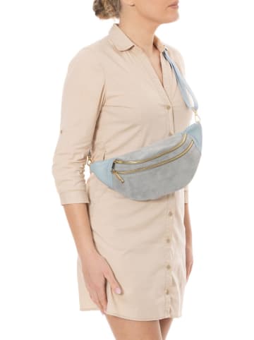 Anna Morellini Skórzana saszetka "Carola" w kolorze jasnoszaro-błękitnym - 32 x 16 x 9,5 cm