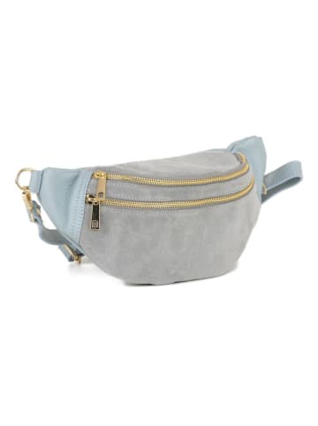 Anna Morellini Leren heuptas "Carola" lichtgrijs/lichtblauw - (B)32 x (H)16 x (D)9,5 cm